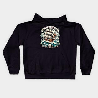 Pirate Ship, Skull Sails Kids Hoodie